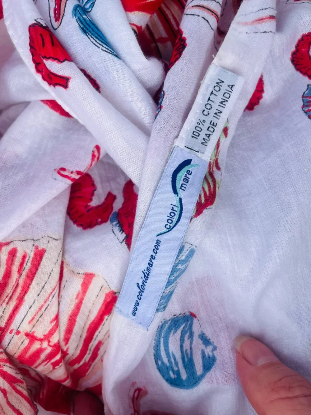 COLORI DI MARE Italian Beach-Themed Scarf Nautical Shell Motifs Pattern